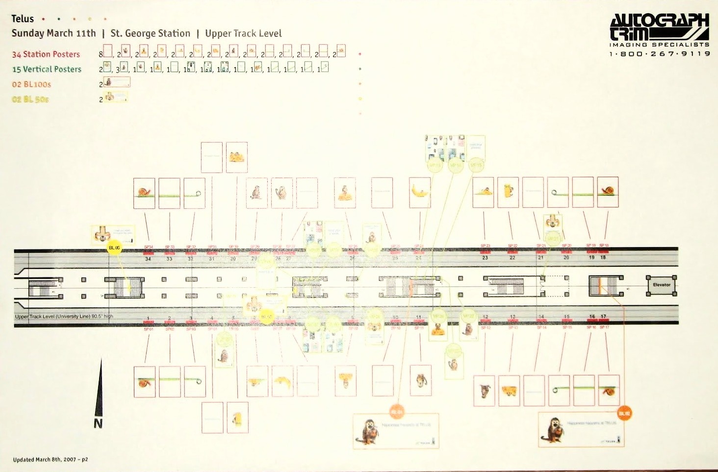 Installation map for St. George Station; Track level
