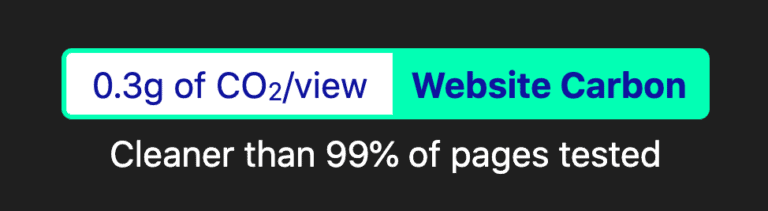 badge showing this site uses 0.3g of carbon per view